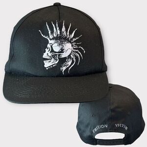Vintage‎ 1991 Fashion Victim Punk Rock Mohawk Skull Skeleton Bones Snapback Hat